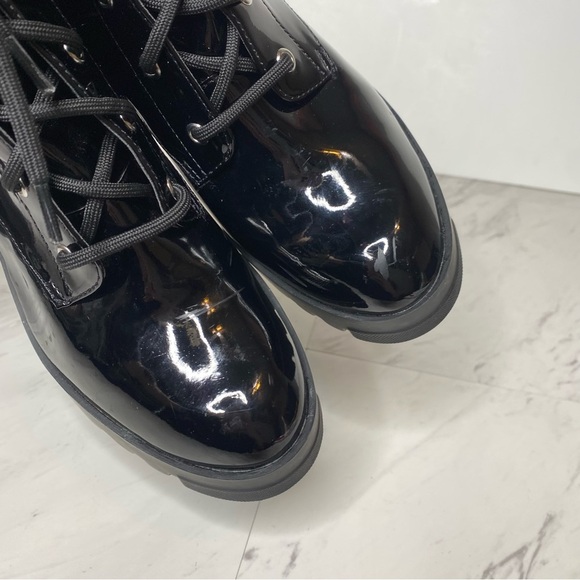 BP Masson Black Patent Heeled Lace Up Boot 8M - Picture 11 of 15
